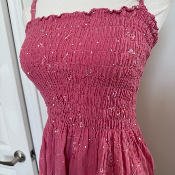 Pink Fairycore sparkley Smocked Women's Dress S/M - Picture 3 of 6